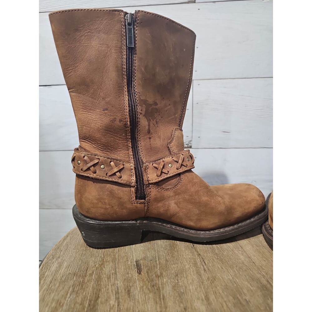 Harley-Davidson Auburn Harness Boots Womens 8M Brown Leather Studded Moto D85432 - Picture 7 of 10